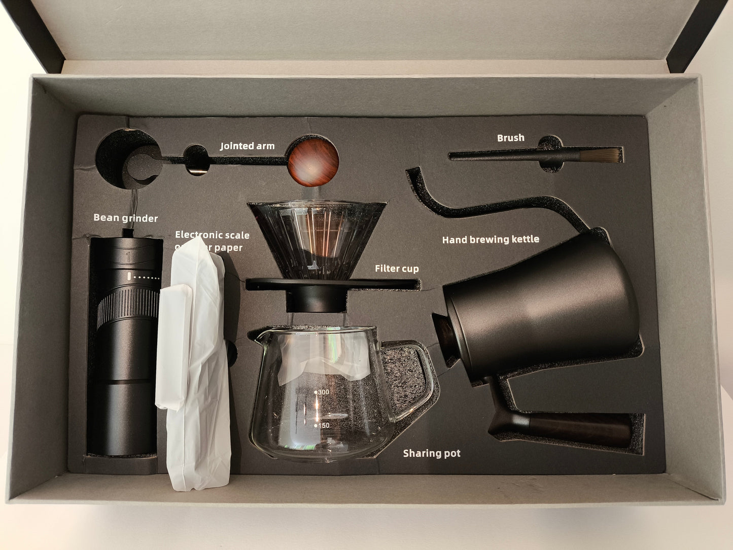 Kit de cafe filtrado V60 (Molino, Dripper, Caldera, Balanza)